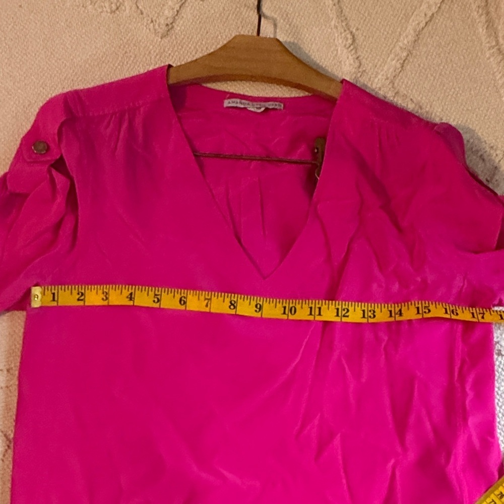 Amanda Uprichard Hot Pink Silk Blouse size Small - Picture 6 of 6